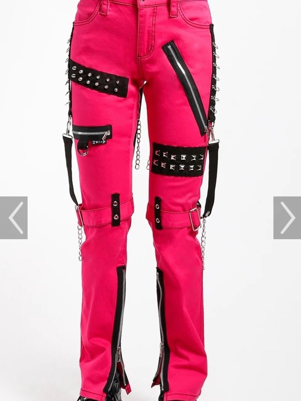 Tripp nyc Hot Pink Studded Skinny Cargo Jeans with Zippers